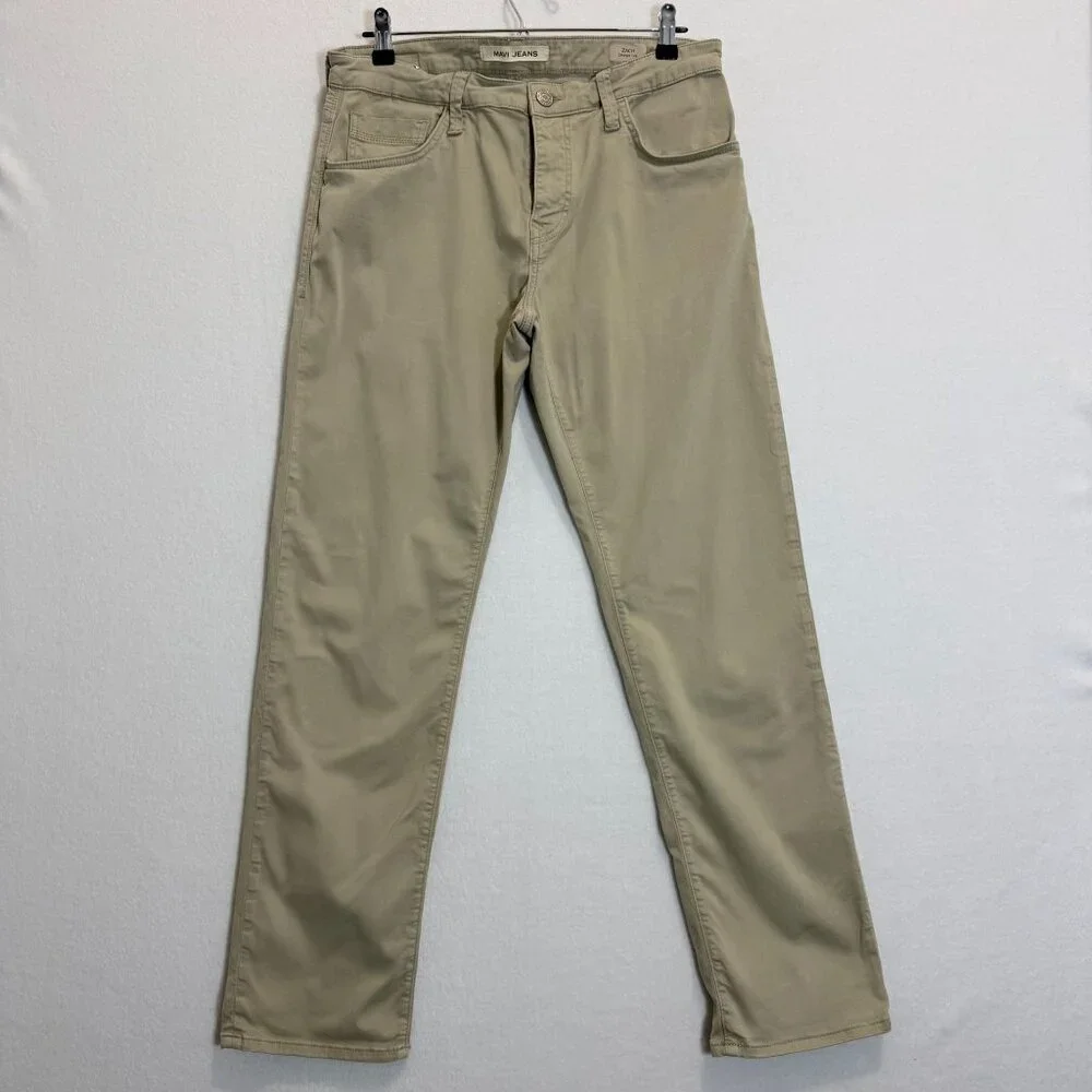 Mavi Jeans Zach Straight Leg Mens Khaki Pants Size 34/32 Cotton Blend